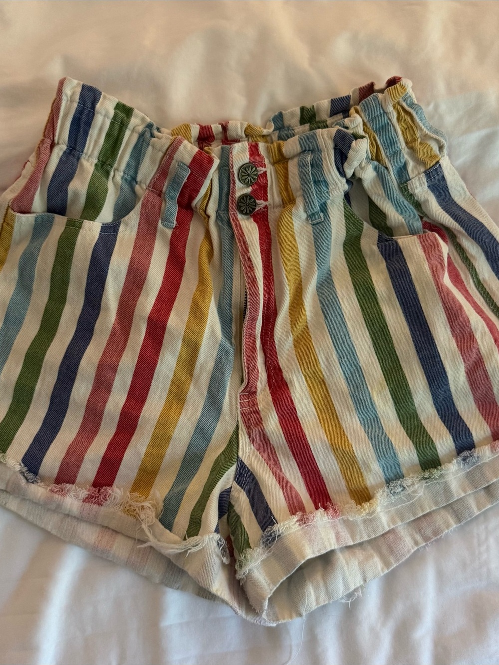 Show Me Your MuMu Rainbow Stripe High-Waist Shorts
